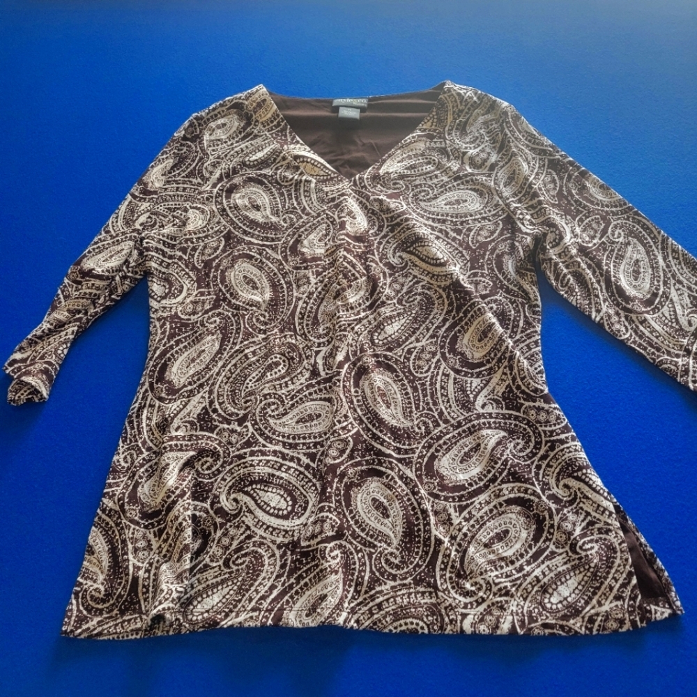 Style & Co. Paisley Tunic - Brown and Cream / Size 1X